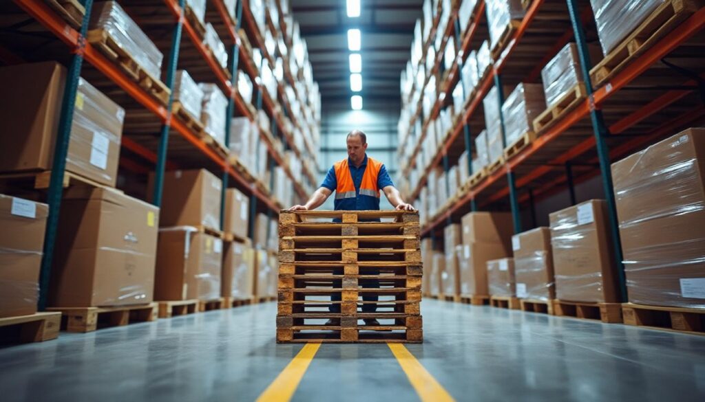 La gestion du stockage des palettes avec des transpalettes en entrepôt