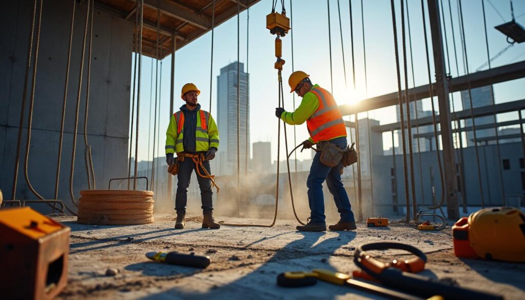 La sécurité sur les chantiers lors du montage d'une charpente gros-œuvre