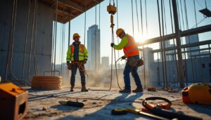 La sécurité sur les chantiers lors du montage d'une charpente gros-œuvre